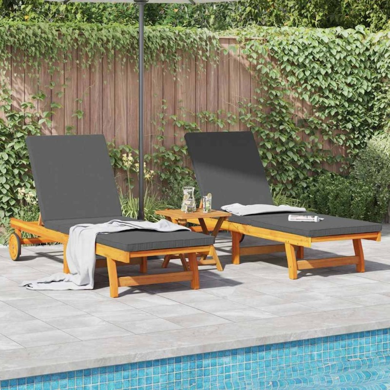 Transat 2 pcs Marron 65 x 199 x 84 cm Bois d'Acacia Massif 515611515611