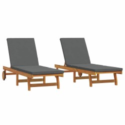 Transat 2 pcs Marron 65 x 199 x 84 cm Bois d'Acacia Massif 515611515611