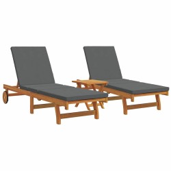 Transat 2-personne 3 pcs Marron Bois d'Acacia Massif 515613515613