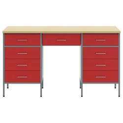 Placard de travail 3 pcs Rouge Bois d'ingénierie et acier 515629515629