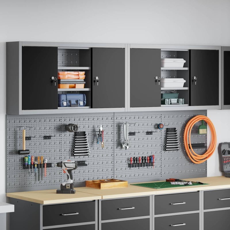 Ensemble d'armoires à outils 6 pcs Noir Acier enduit de poudre 515630515630