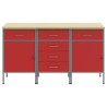 Placard de travail 3 pcs Rouge et Gris 150 x 55 x 85 cm 515647515647