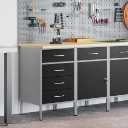 Placard de travail 2 pcs Noir et gris 100 x 55 x 85 cm 515649515649