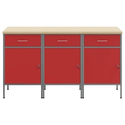 Placard de travail 3 pcs Rouge et Gris 150 x 55 x 85 cm 515652515652