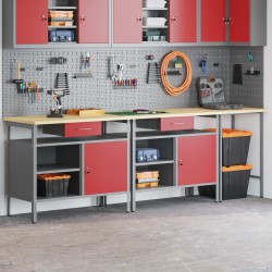 Ensemble d'établi 3 pcs Noir et gris Acier enduit de poudre 515654515654