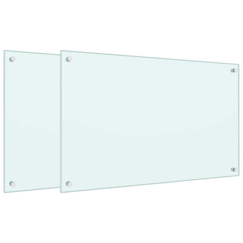 Dosserets de cuisine 2 pcs blanc 80x50 cm verre trempé 515658515658