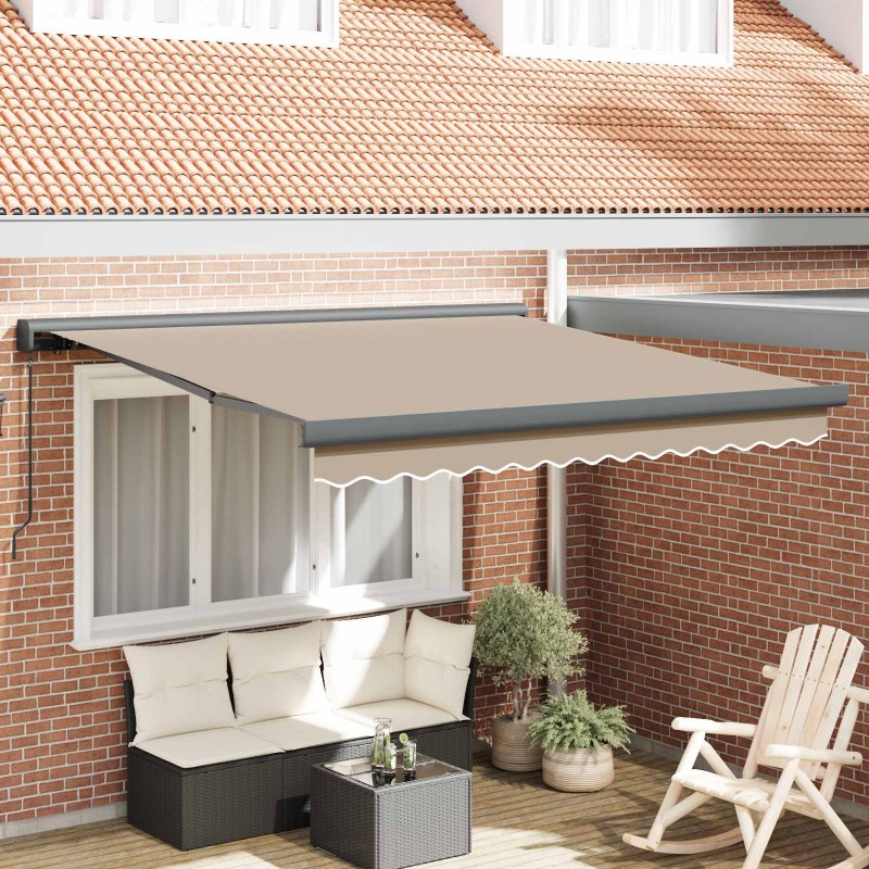 Auvent Rétractable Beige 300 x 250 cm Tissu et Métal 515686515686