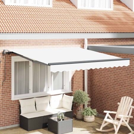 Auvent Rétractable Blanc 300 x 250 cm Tissu et Aluminium 515698515698