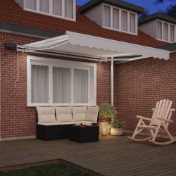 Auvent Rétractable Blanc 300 x 250 cm Tissu et acier 515702515702