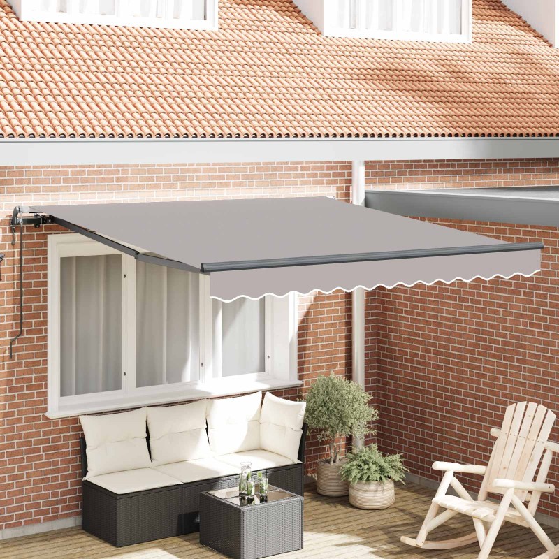 Auvent Rétractable Gris clair 300 x 250 cm Tissu et Aluminium 515722515722