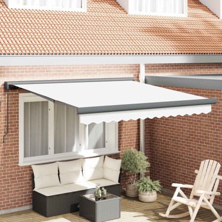 Auvent Rétractable Blanc 300 x 250 cm Tissu et Métal 515725515725