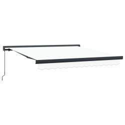 Auvent Rétractable Blanc 300 x 250 cm Tissu et Métal 515725515725