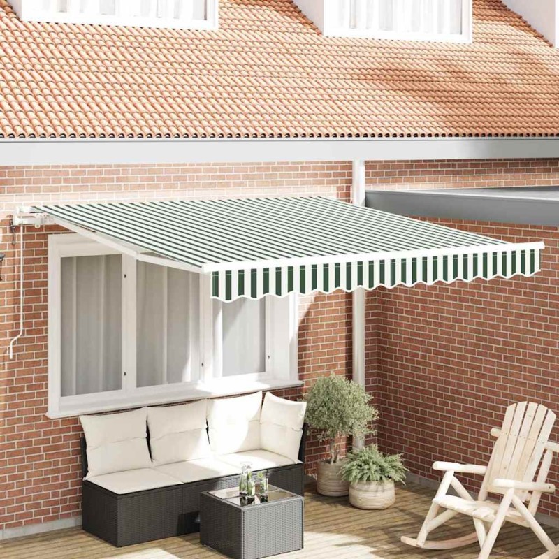 Auvent rétractable électrique Vert et blanc 300 x 250 cm 515740515740