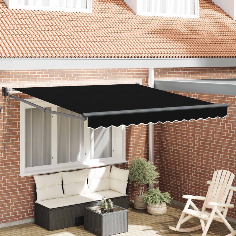 Auvent Rétractable Noir 350 x 250 cm Polyester et Aluminium 515741515741