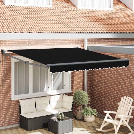 Auvent Rétractable Noir 350 x 250 cm Polyester et Aluminium 515741515741
