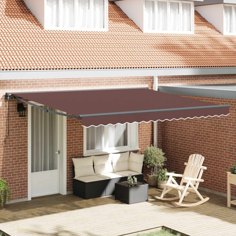 Cadre d'auvent Marron 400 × 300 cm Polyester avec revêtement PU 515753515753
