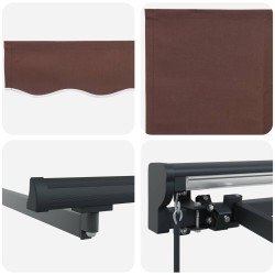 Cadre d'auvent Marron 400 × 300 cm Polyester avec revêtement PU 515758515758