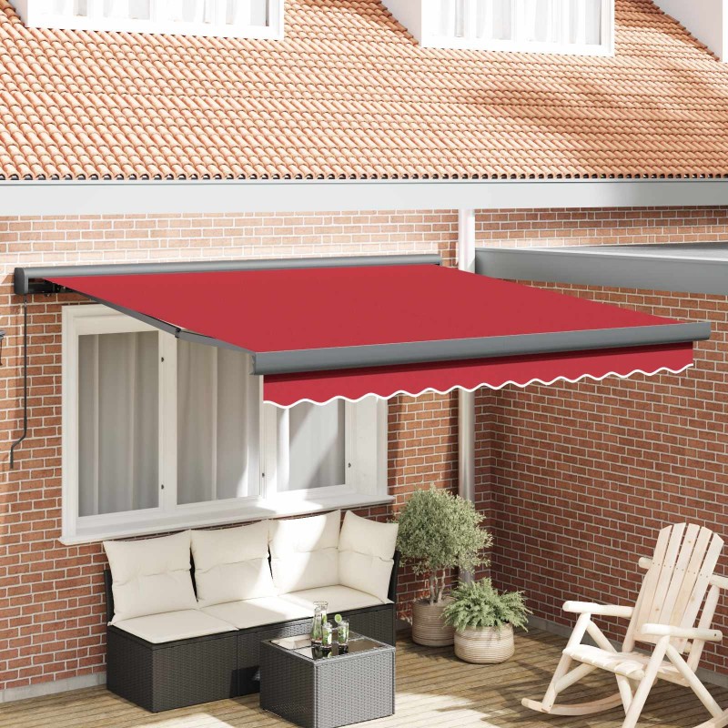 Auvent Rétractable Rouge 300 x 250 cm Tissu et Métal 515760515760