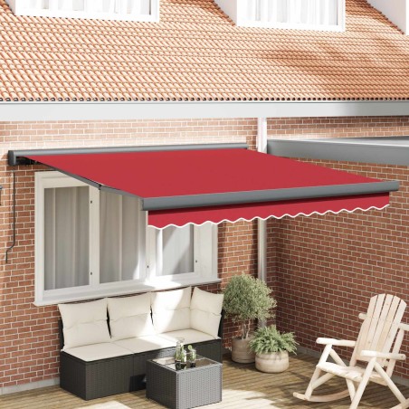 Auvent Rétractable Rouge 300 x 250 cm Tissu et Métal 515760515760