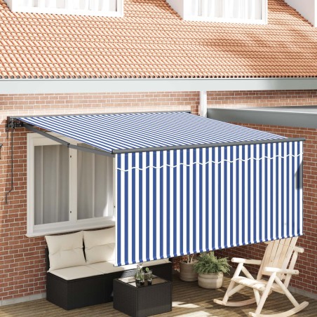Auvent Rétractable Bleu et Blanc 350 x 250 cm 515763515763