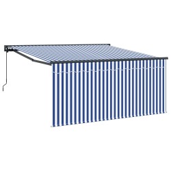 Auvent Rétractable Bleu et Blanc 350 x 250 cm 515765515765