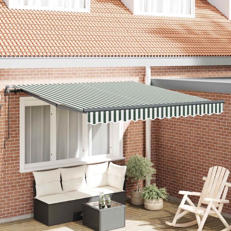 Auvent Rétractable Vert et blanc 300 x 250 cm 515775515775