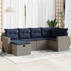 Salon de jardin 6 pcs avec coussins gris résine tressée 515790515790