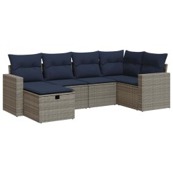 Salon de jardin 6 pcs avec coussins gris résine tressée 515790515790