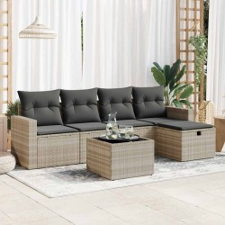 Salon de jardin 6 pcs avec coussins gris clair résine tressée 515792515792