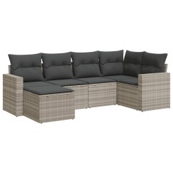 Salon de jardin 6 pcs avec coussins gris clair résine tressée 515794515794