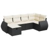 Salon de jardin 6 pcs avec coussins noir résine tressée 515795515795