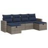 Salon de jardin 6 pcs avec coussins gris résine tressée 515796515796