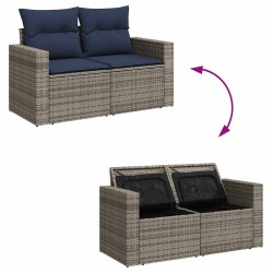 Salon de jardin 6 pcs avec coussins gris résine tressée 515796515796