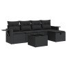 Salon de jardin 6 pcs avec coussins noir résine tressée 515797515797