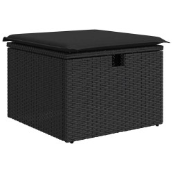 Salon de jardin 6 pcs avec coussins noir résine tressée 515797515797