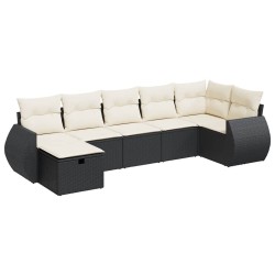 Salon de jardin 7 pcs avec coussins noir résine tressée 515799515799