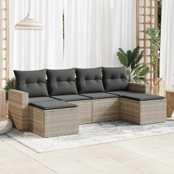 Salon de jardin 6 pcs avec coussins gris clair résine tressée 515800515800