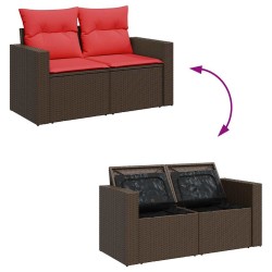 Salon de jardin avec coussins 6 pcs marron résine tressée 515801515801