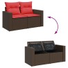 Salon de jardin avec coussins 6 pcs marron résine tressée 515801515801