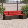 Salon de jardin avec coussins 5 pcs marron résine tressée 515808515808