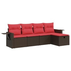 Salon de jardin avec coussins 5 pcs marron résine tressée 515808515808