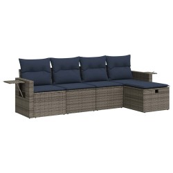 Salon de jardin 5 pcs avec coussins gris résine tressée 515809515809