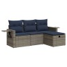 Salon de jardin 4 pcs avec coussins gris résine tressée 515812515812