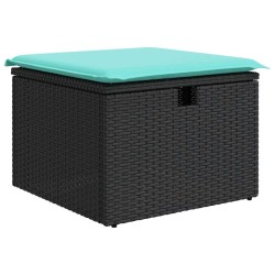 Salon de jardin 5 pcs avec coussins noir résine tressée 515813515813