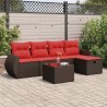 Salon de jardin avec coussins 6 pcs marron résine tressée 515814515814