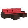 Salon de jardin avec coussins 6 pcs marron résine tressée 515814515814