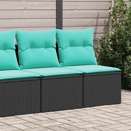 Salon de jardin avec coussins 2 pcs noir résine tressée acacia 515816515816