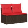 Salon de jardin avec coussins 2pcs marron résine tressée acacia 515818515818
