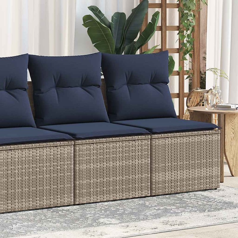 Salon de jardin 2 pcs avec coussins gris résine tressée acacia 515819515819