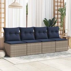 Salon de jardin 2 pcs avec coussins gris résine tressée acacia 515819515819